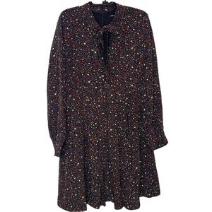 Madewell Silk Balsam Tie-Neck Starry Night Dress Women’s Size Small 10
